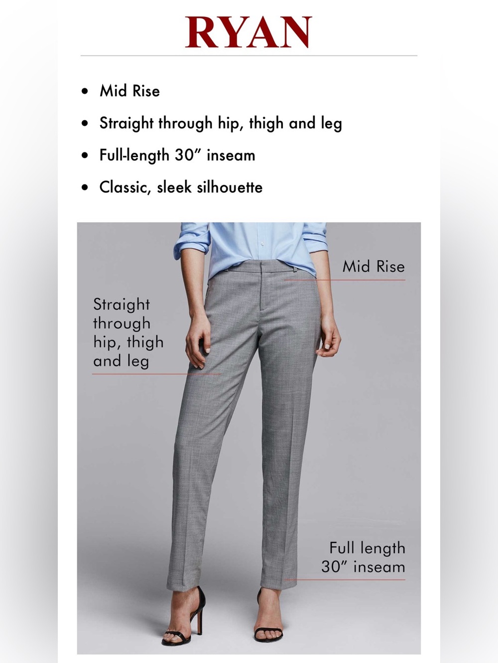 Banana Republic Mid-Rise Straight-Leg Pants in Gray